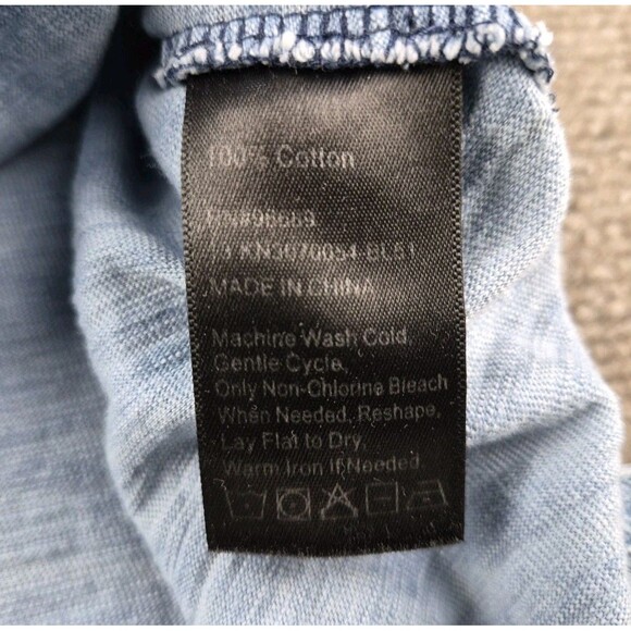 Todd Snyder LS Polo Shirt Men Sz Medium Wash/Faded Soft Denim Indigo Blue Cotton - Picture 3 of 16